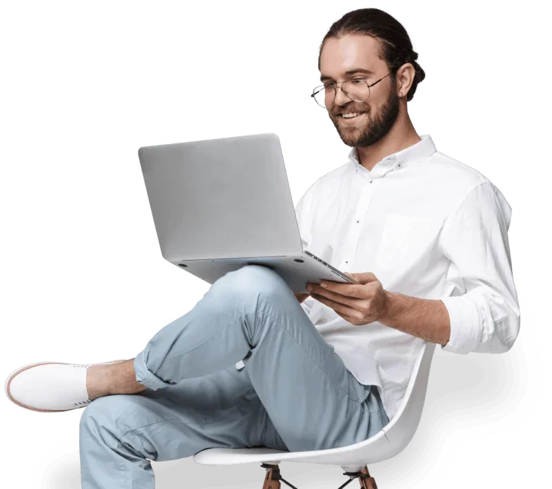 hero man laptop transparent